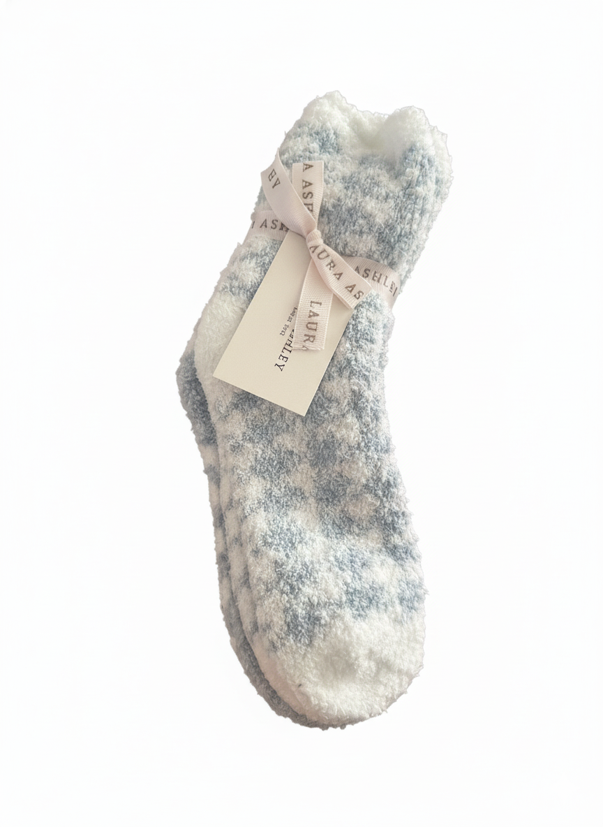 🧦 Soft & Cozy Lounge Socks – Blue Cloud Knit by Laura Ashley